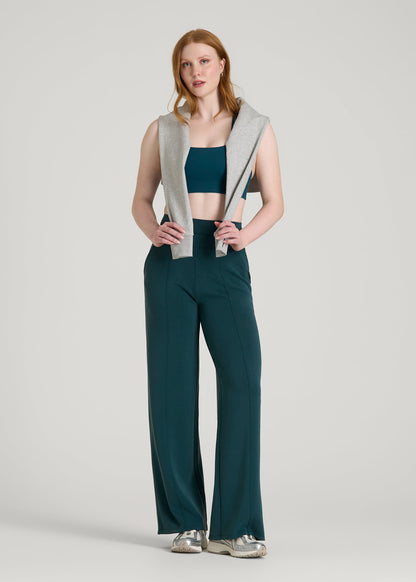 American Tall Women Soft Motion Wide Leg Ultra High Rise Pant for Tall Women in Deep Teal