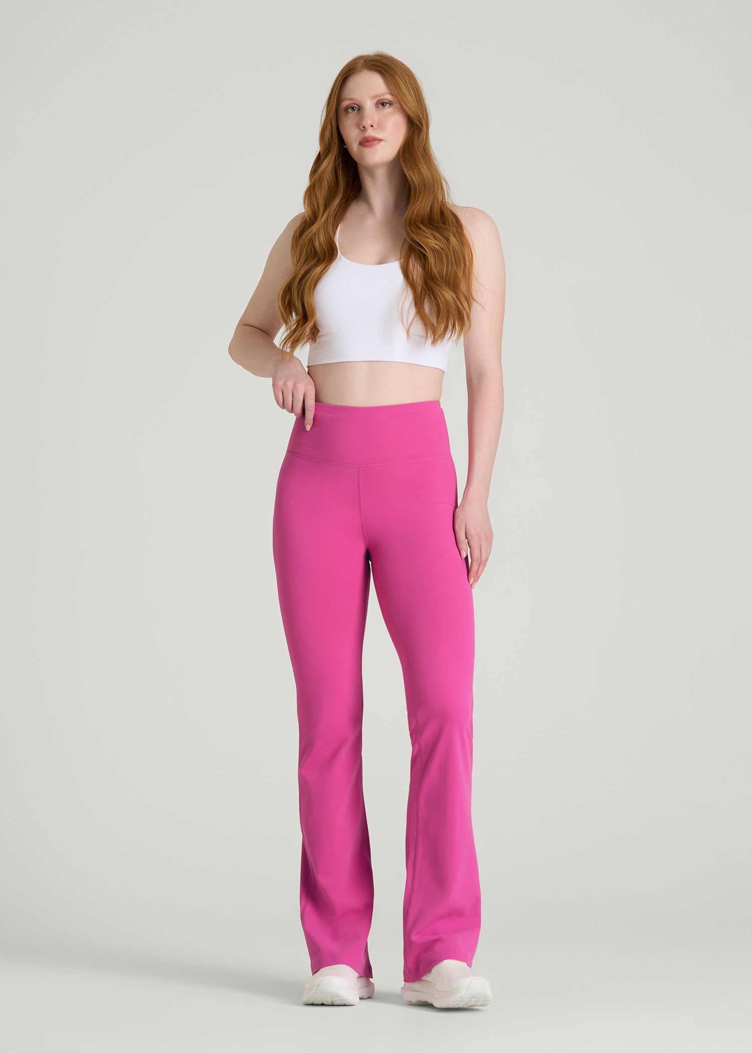 American Tall Women Balance Flare Yoga Pants for Tall Women in Magenta
