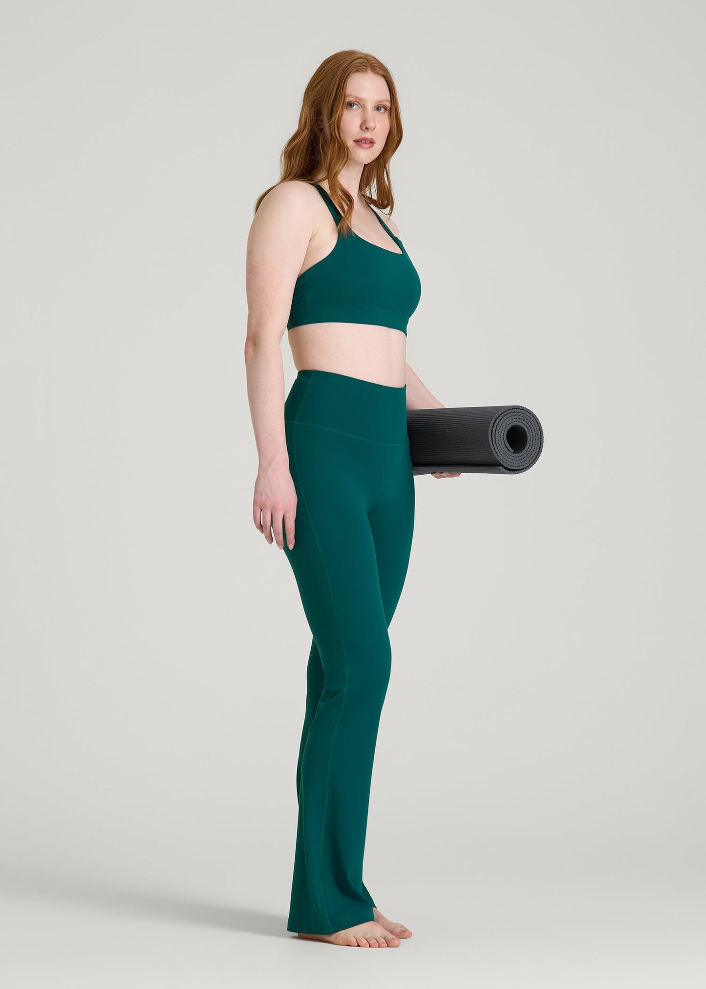American Tall Women Balance Flare Yoga Pants for Tall Women in Deep Teal