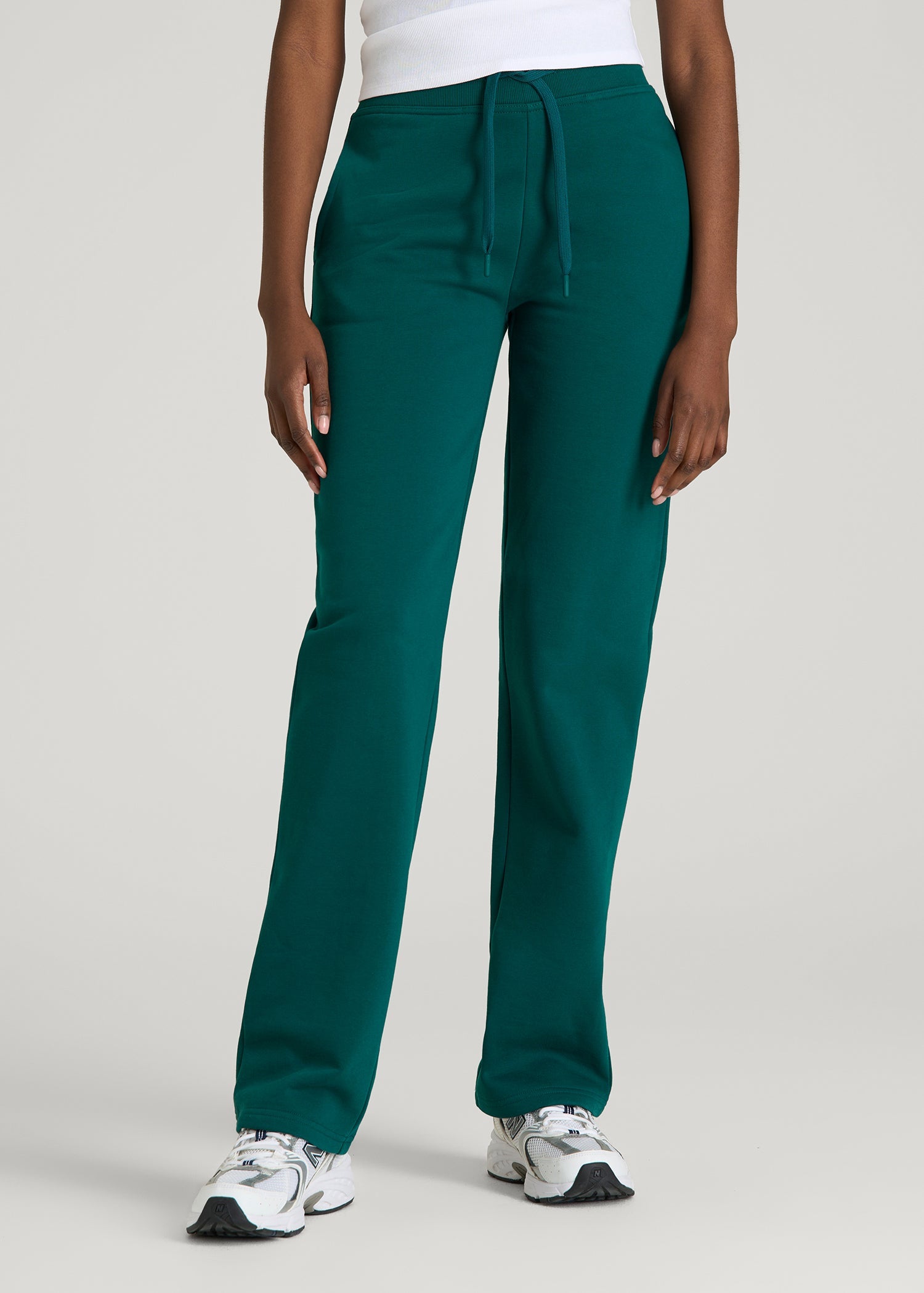 American Tall Women Wearever Fleece Open-Bottom Sweatpants for Tall Women in Deep Teal