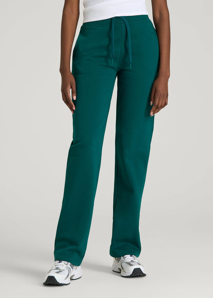 American Tall Women Wearever Fleece Open-Bottom Sweatpants for Tall Women in Deep Teal