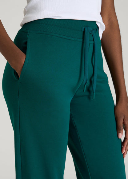 American Tall Women Wearever Fleece Open-Bottom Sweatpants for Tall Women in Deep Teal