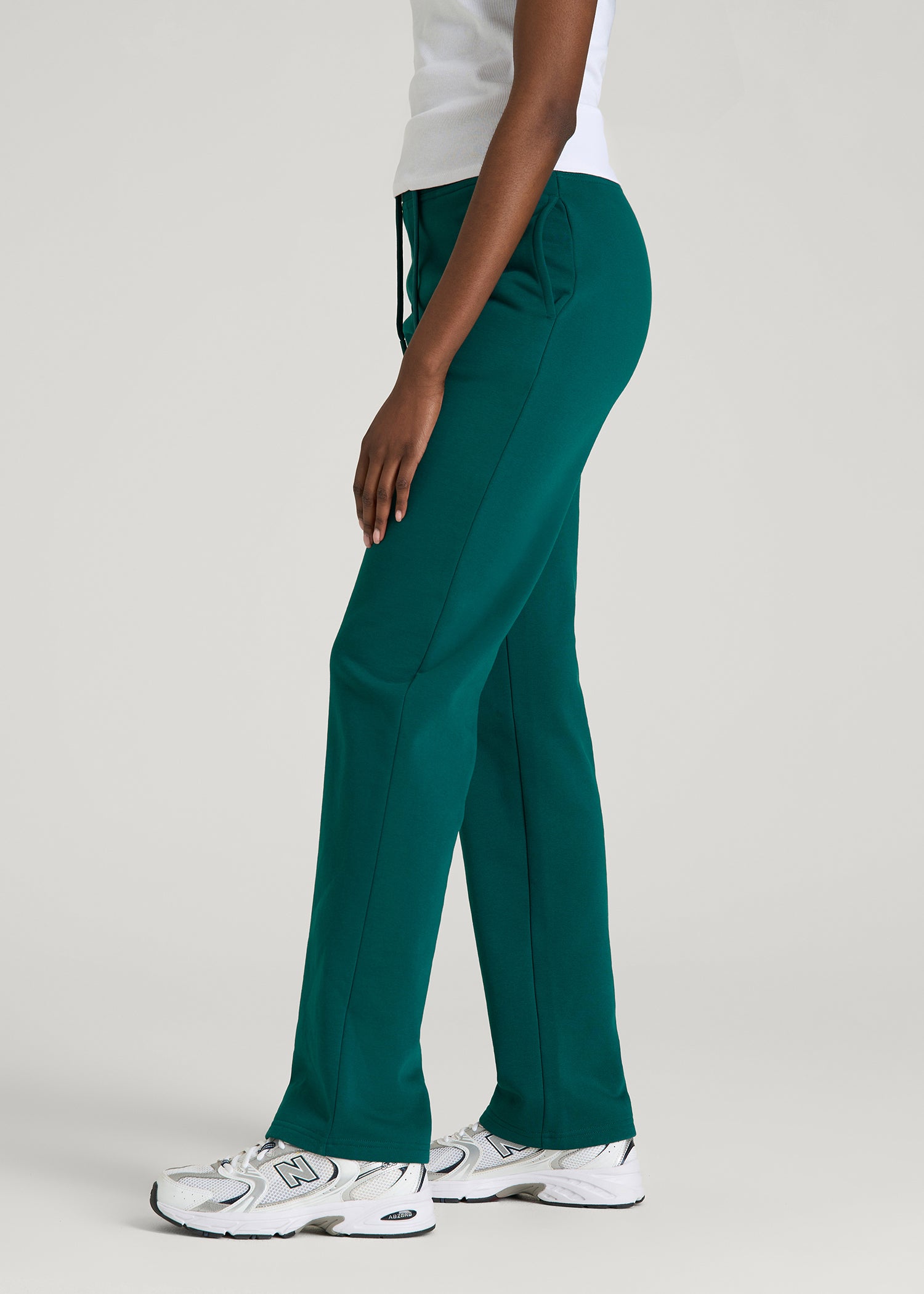 American Tall Women Wearever Fleece Open-Bottom Sweatpants for Tall Women in Deep Teal
