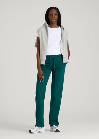 American Tall Women Wearever Fleece Open-Bottom Sweatpants for Tall Women in Deep Teal