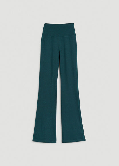 American Tall Women Ultra Soft High Rise Flare Yoga Pants for Tall Women in Deep Teal Mix