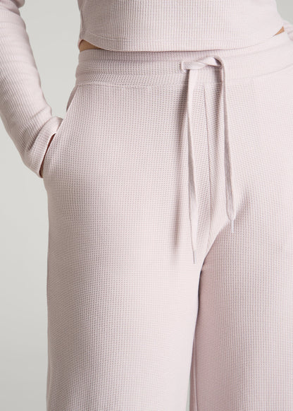 American Tall Women Mid Rise Waffle Wide Leg Pant for Tall Women in Grey Lilac