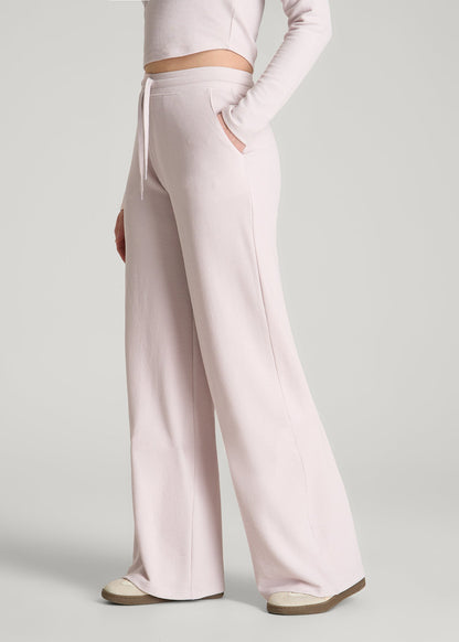 American Tall Women Mid Rise Waffle Wide Leg Pant for Tall Women in Grey Lilac