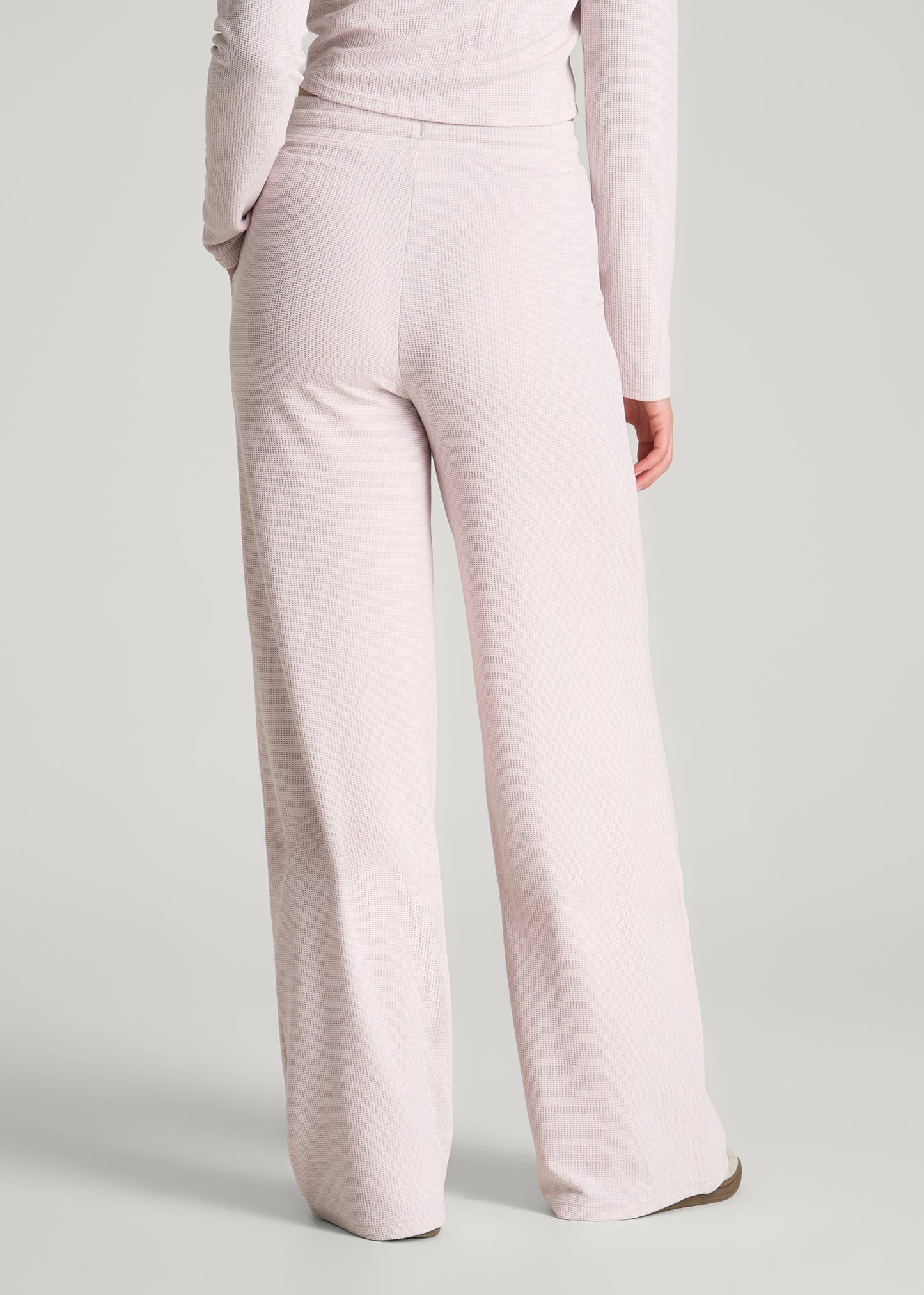 American Tall Women Mid Rise Waffle Wide Leg Pant for Tall Women in Grey Lilac