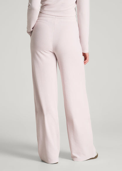 American Tall Women Mid Rise Waffle Wide Leg Pant for Tall Women in Grey Lilac