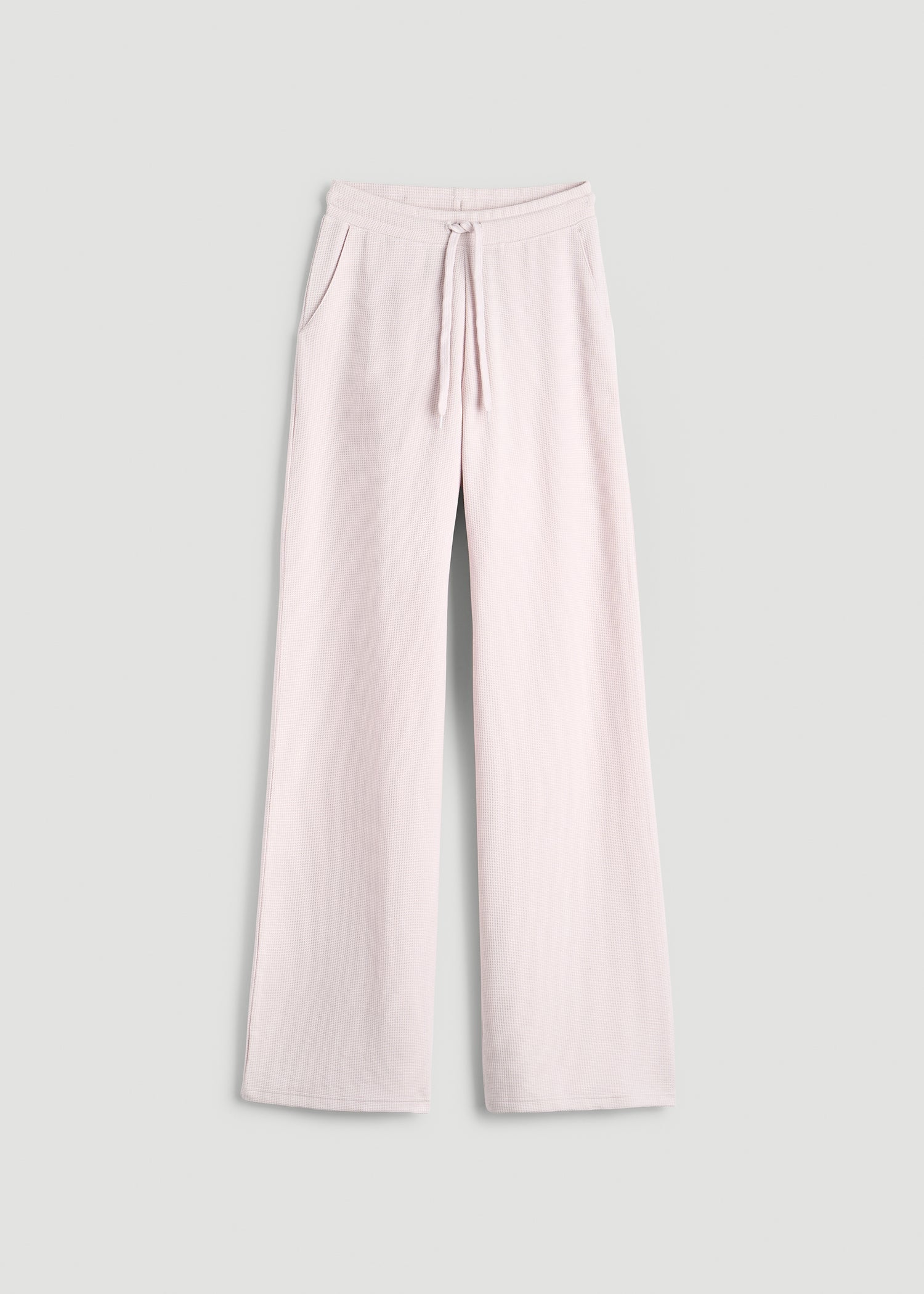 American Tall Women Mid Rise Waffle Wide Leg Pant for Tall Women in Grey Lilac