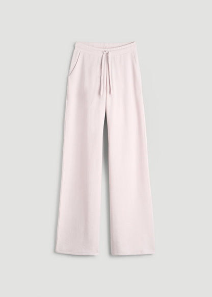 American Tall Women Mid Rise Waffle Wide Leg Pant for Tall Women in Grey Lilac
