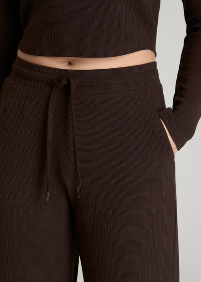 American Tall Women Mid Rise Waffle Wide Leg Pant for Tall Women in Espresso