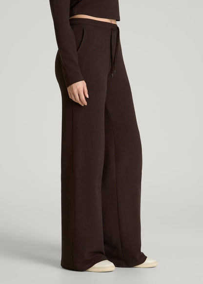 American Tall Women Mid Rise Waffle Wide Leg Pant for Tall Women in Espresso