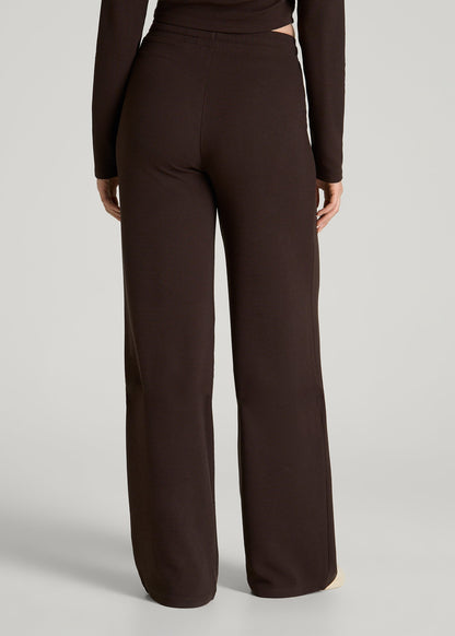American Tall Women Mid Rise Waffle Wide Leg Pant for Tall Women in Espresso