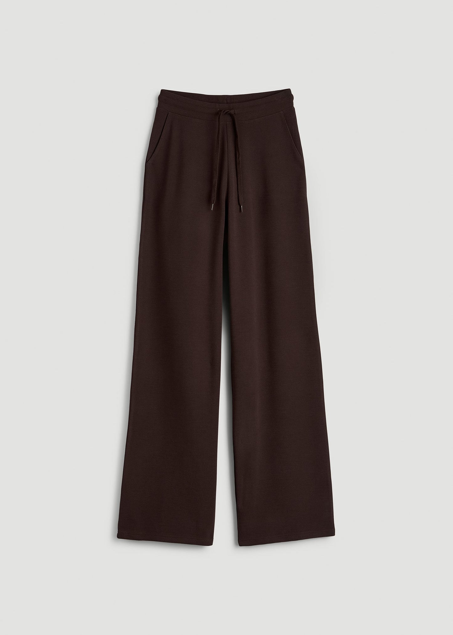 American Tall Women Mid Rise Waffle Wide Leg Pant for Tall Women in Espresso