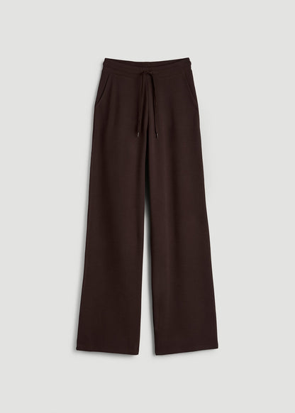 American Tall Women Mid Rise Waffle Wide Leg Pant for Tall Women in Espresso
