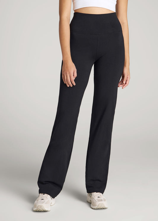 American Tall Women Women's Straight Leg Cotton Leggings for Tall Women in Black