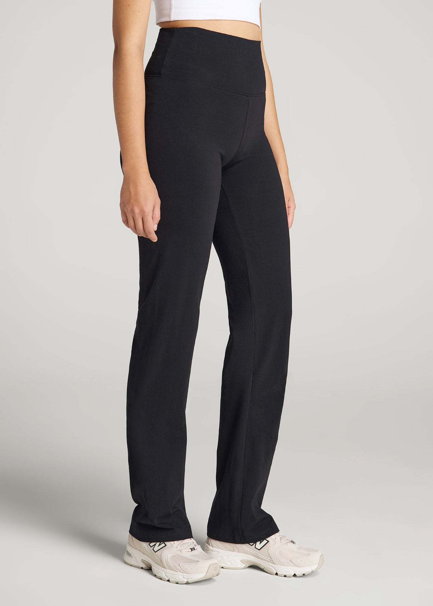 American Tall Women Women's Straight Leg Cotton Leggings for Tall Women in Black