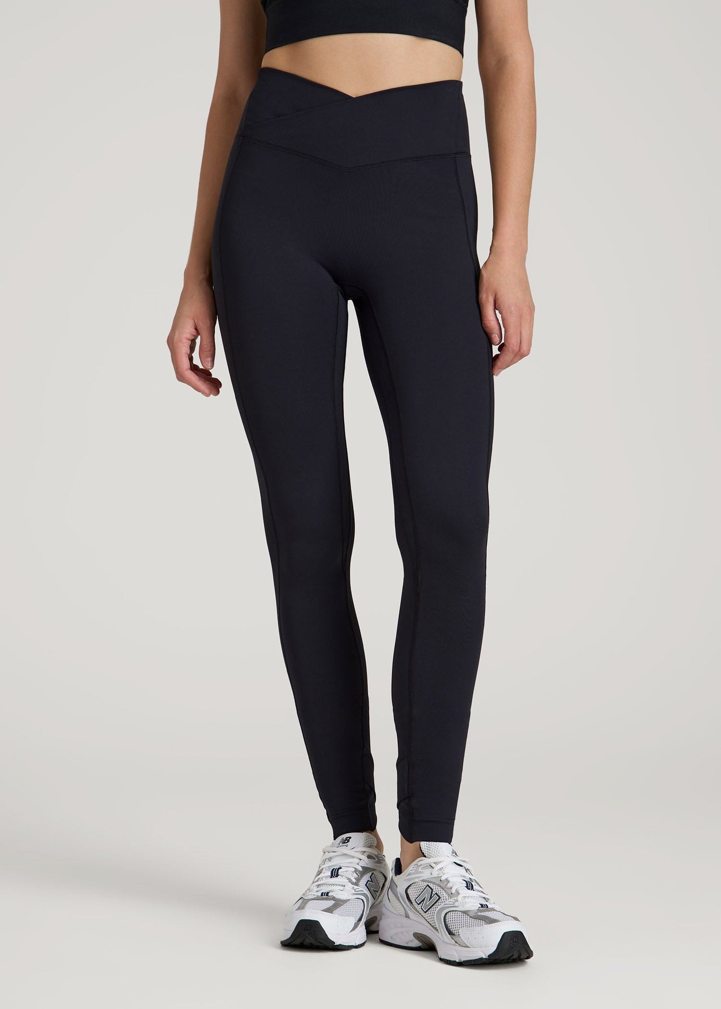 American Tall Women Balance Cross Over Leggings for Tall Women in Black