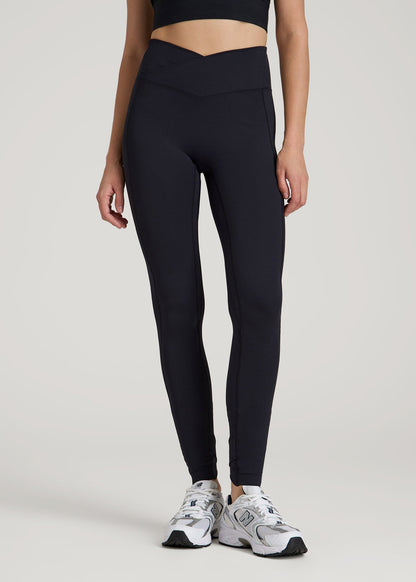 American Tall Women Balance Cross Over Leggings for Tall Women in Black