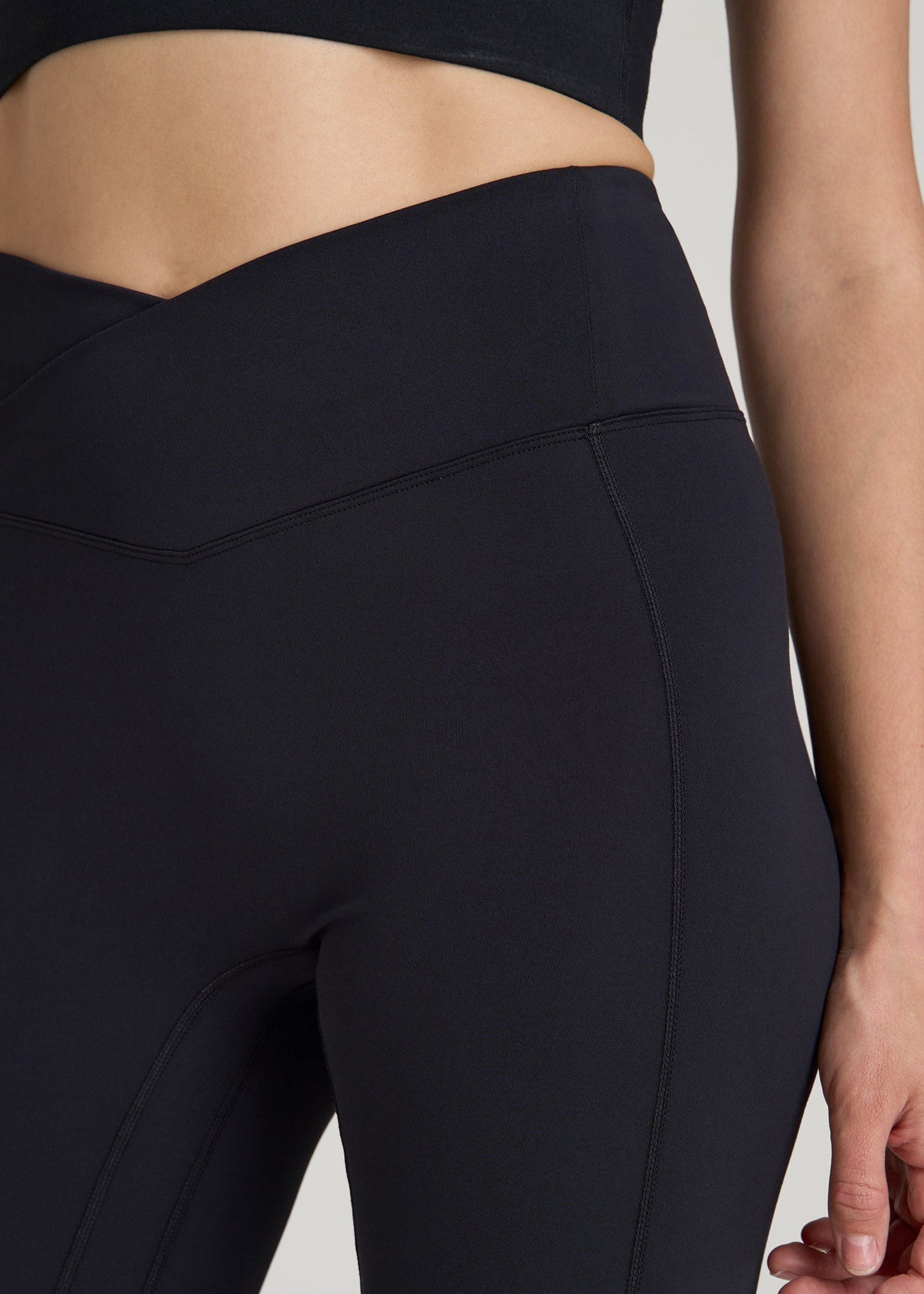 American Tall Women Balance Cross Over Leggings for Tall Women in Black