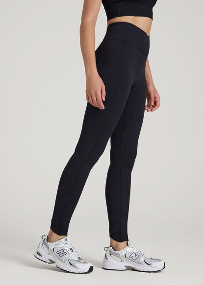 American Tall Women Balance Cross Over Leggings for Tall Women in Black