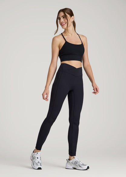 American Tall Women Balance Cross Over Leggings for Tall Women in Black