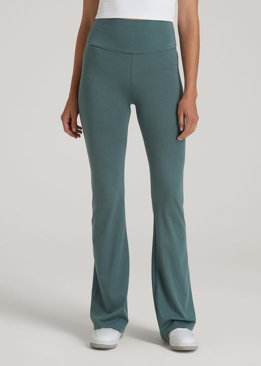 American Tall Women Cotton Flare Leggings for Tall Women in Balsam Green