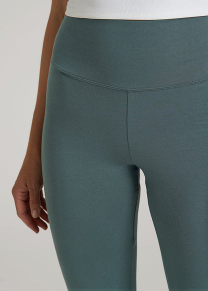 American Tall Women Cotton Flare Leggings for Tall Women in Balsam Green