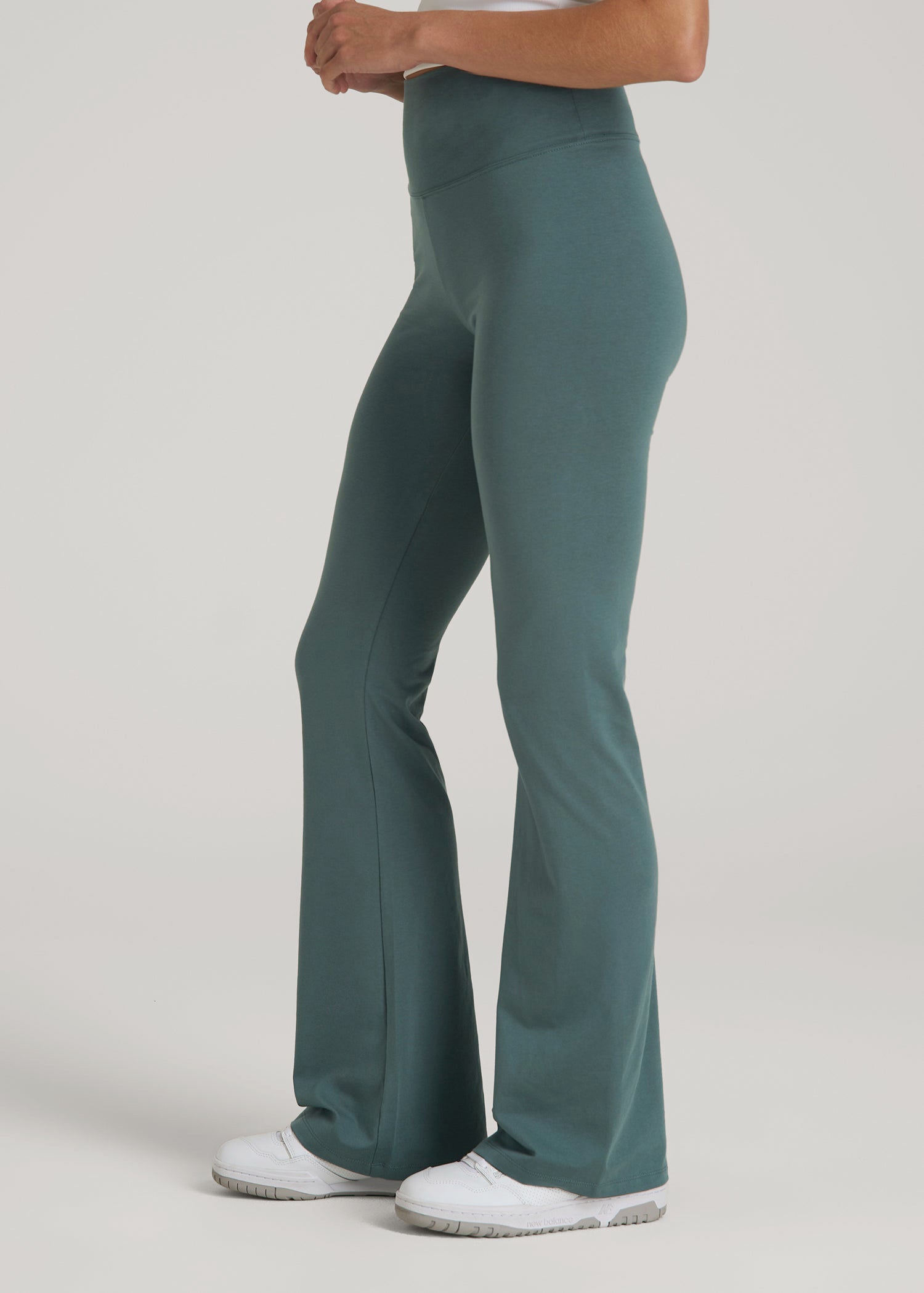 American Tall Women Cotton Flare Leggings for Tall Women in Balsam Green