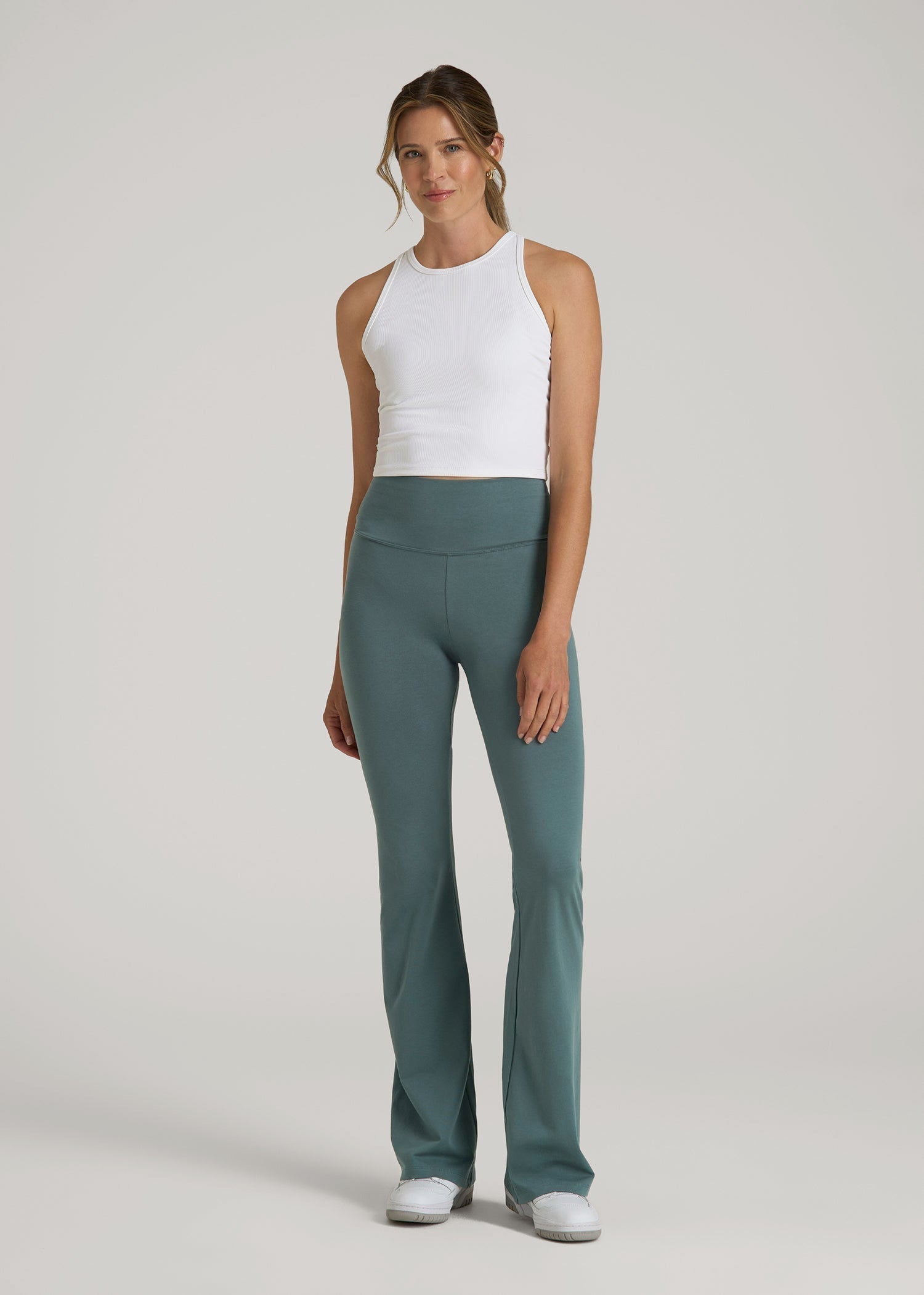 American Tall Women Cotton Flare Leggings for Tall Women in Balsam Green