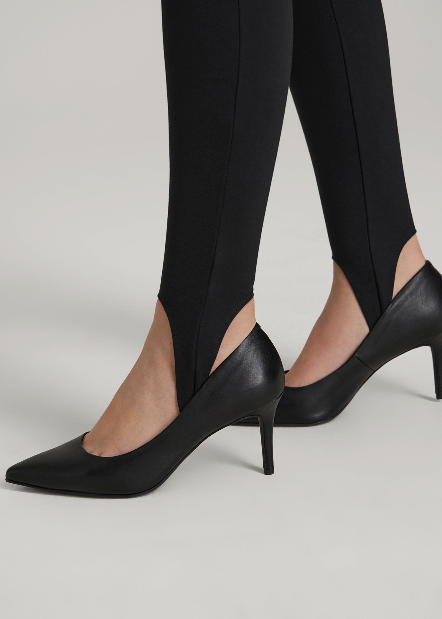 American Tall Women Soft Flex Ponte Stirrup Pants  for Tall Women in Black