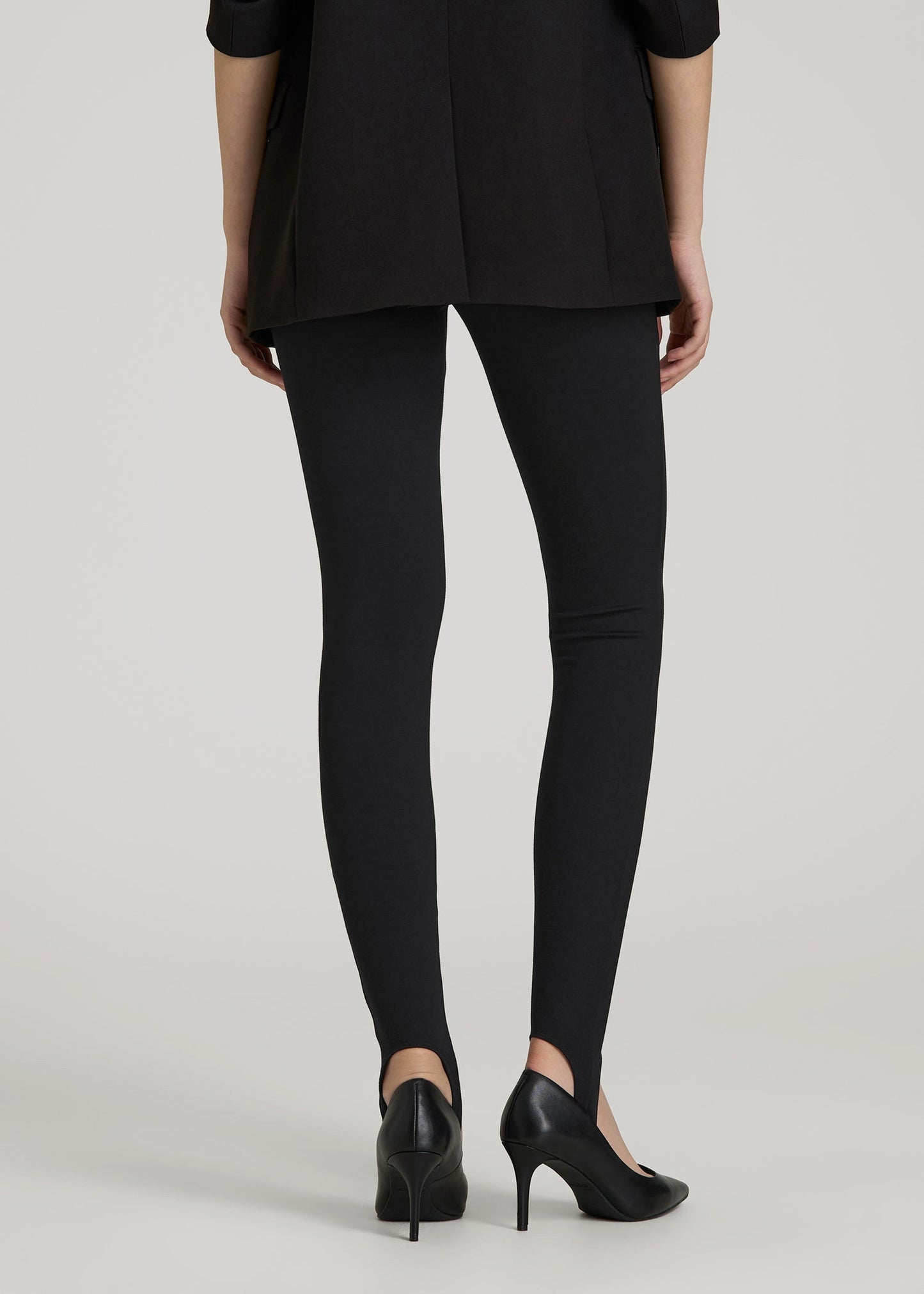 American Tall Women Soft Flex Ponte Stirrup Pants  for Tall Women in Black