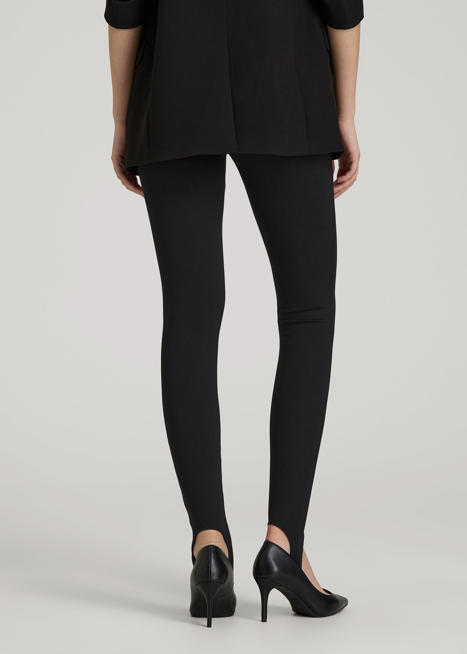 American Tall Women Soft Flex Ponte Stirrup Pants  for Tall Women in Black