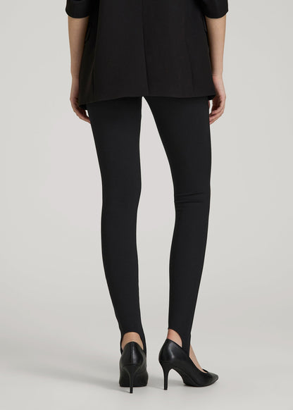 American Tall Women Soft Flex Ponte Stirrup Pants  for Tall Women in Black