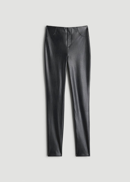 American Tall Women True Touch Leather Leggings for Tall Women in Black
