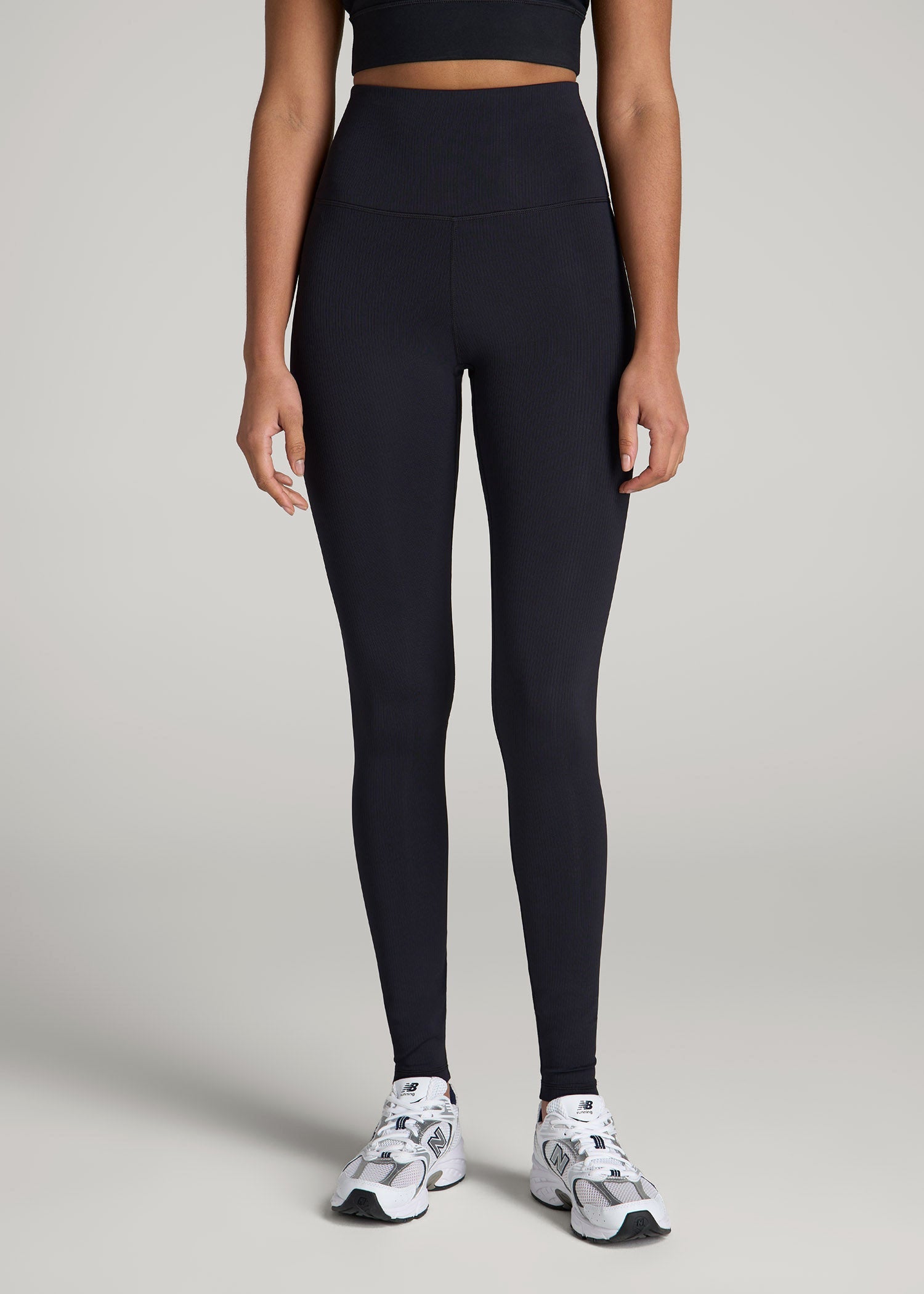 American Tall Women|Men Balance High-Rise Leggings for Tall Women in Ribbed Black