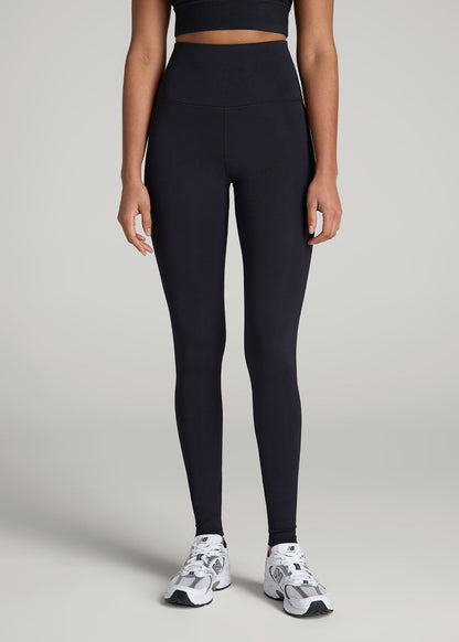 American Tall Women|Men Balance High-Rise Leggings for Tall Women in Ribbed Black