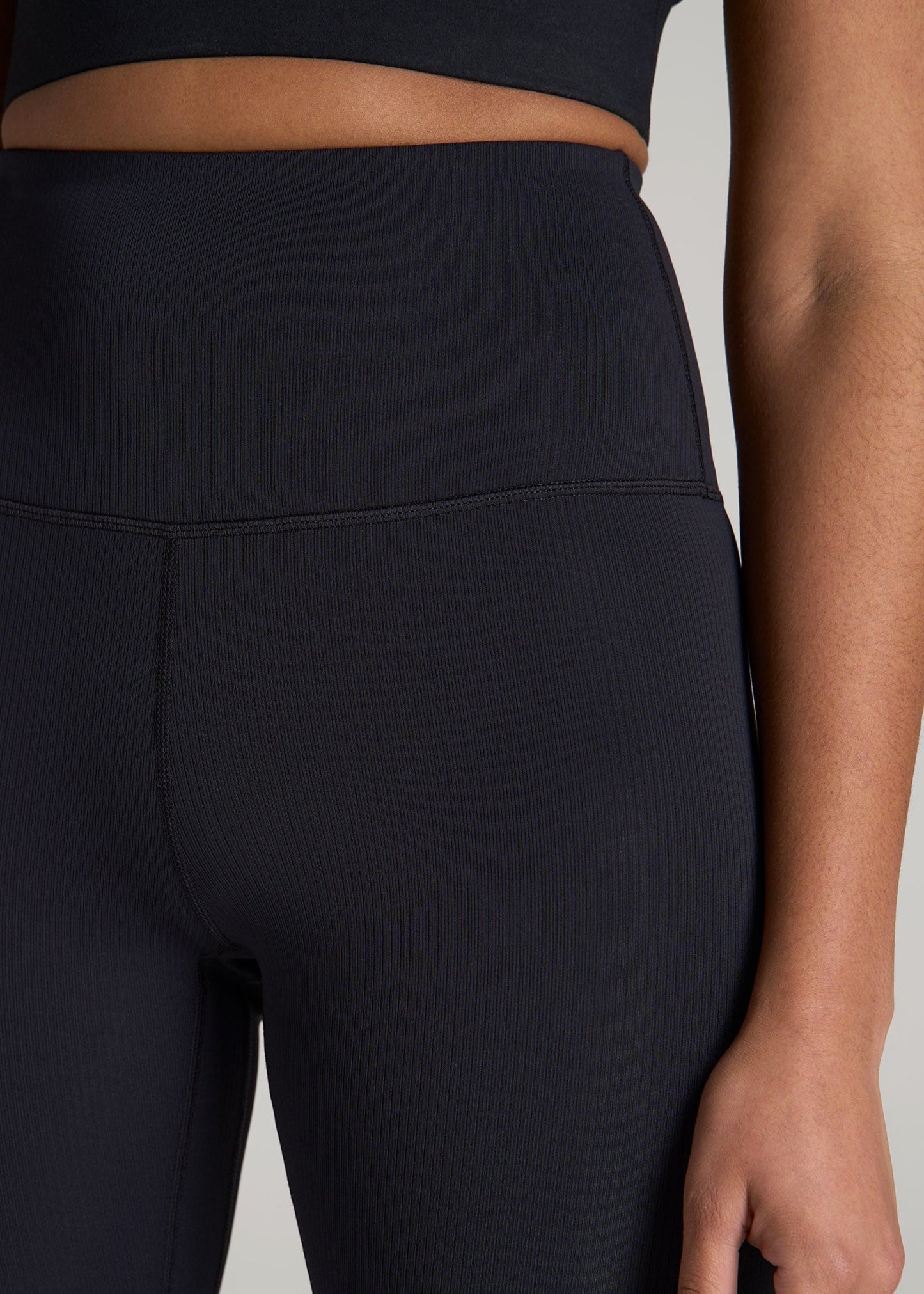 American Tall Women|Men Balance High-Rise Leggings for Tall Women in Ribbed Black