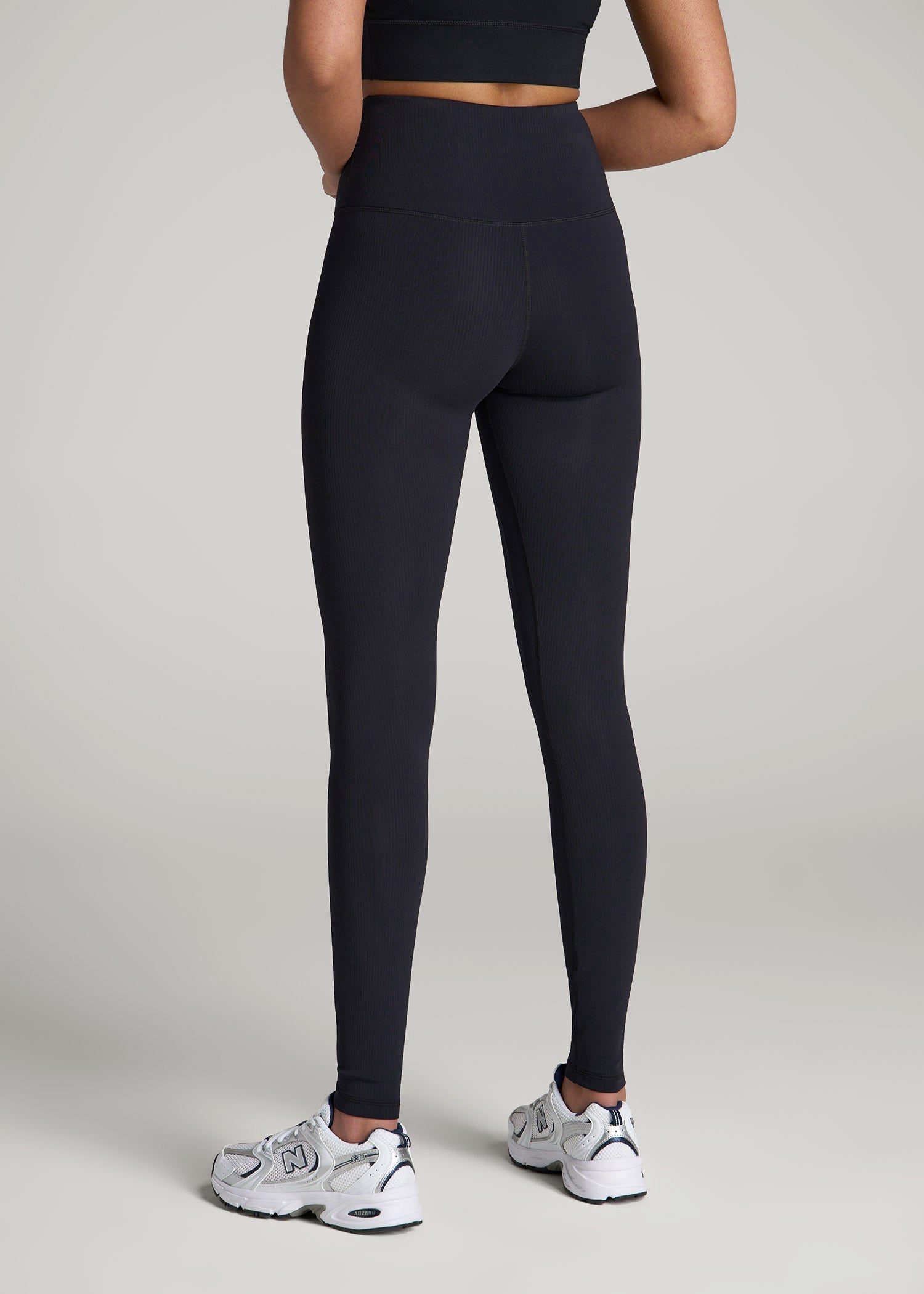 American Tall Women|Men Balance High-Rise Leggings for Tall Women in Ribbed Black