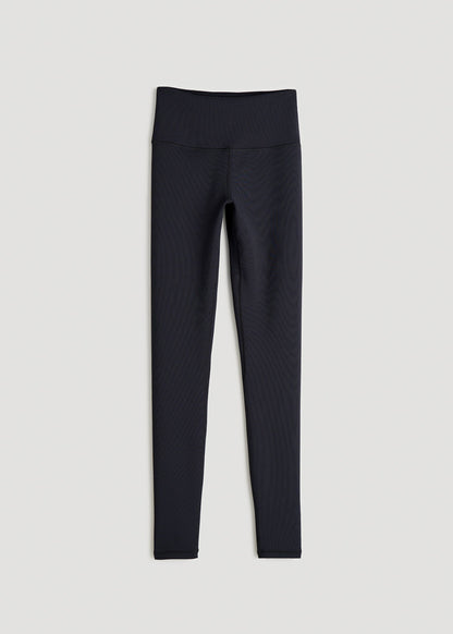 American Tall Women|Men Balance High-Rise Leggings for Tall Women in Ribbed Black