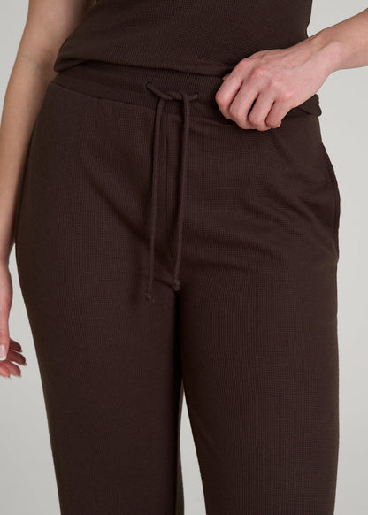 American Tall Women Open-Bottom Waffle Lounge Pants for Tall Women in Espresso