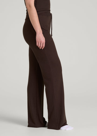 American Tall Women Open-Bottom Waffle Lounge Pants for Tall Women in Espresso