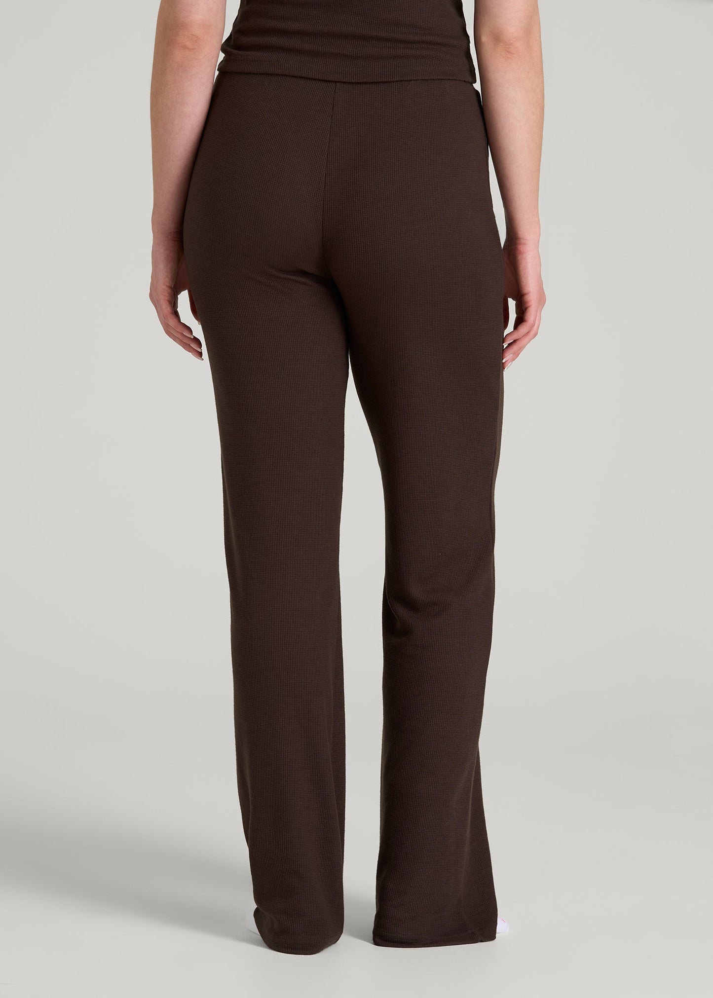 American Tall Women Open-Bottom Waffle Lounge Pants for Tall Women in Espresso