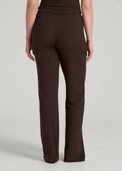 American Tall Women Open-Bottom Waffle Lounge Pants for Tall Women in Espresso