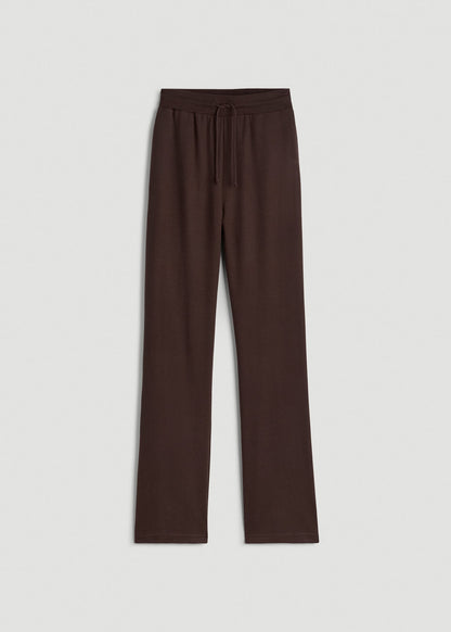 American Tall Women Open-Bottom Waffle Lounge Pants for Tall Women in Espresso