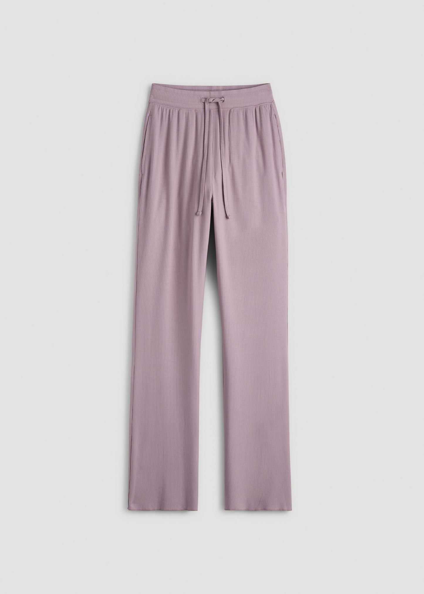American Tall Women Ribbed Flare Pants for Tall Women in Smoked Mauve