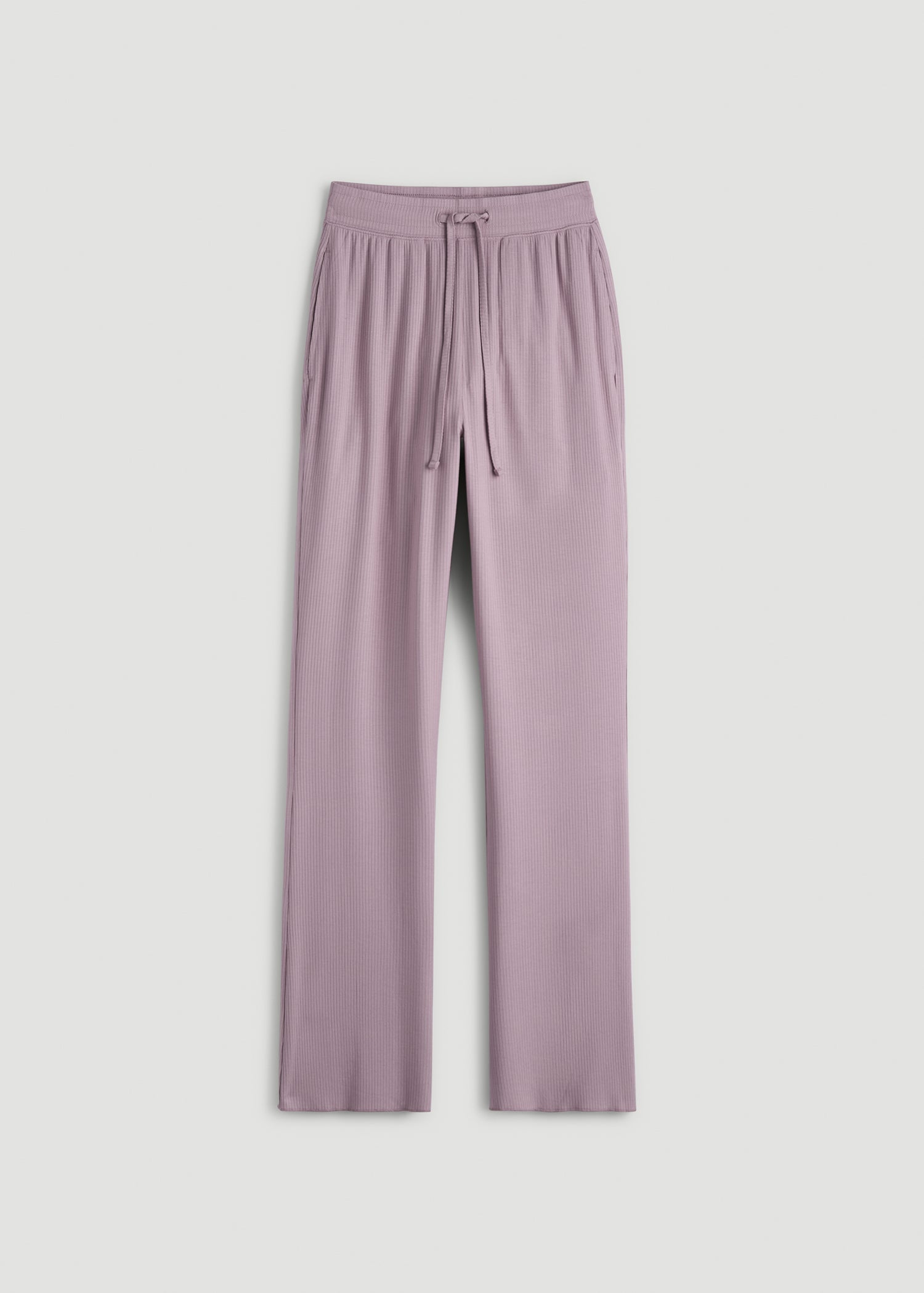 American Tall Women Ribbed Flare Pants for Tall Women in Smoked Mauve