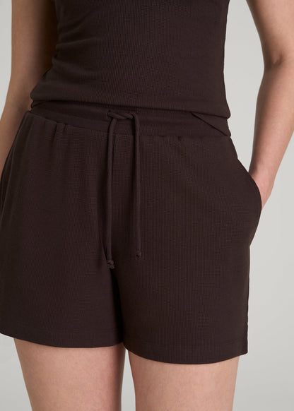 American Tall Women Waffle Sleep Shorts for Tall Women in Espresso