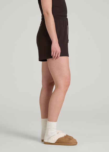 American Tall Women Waffle Sleep Shorts for Tall Women in Espresso